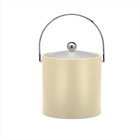 Sharptools B.C. Ivory 3 Quart Ice Bucket- Chrome Bale Handle- Chrome Flat Knob- Frosted Vinyl Lid SH650979